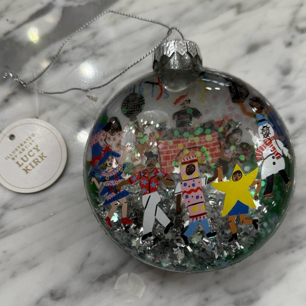 NWT Lucy Kirk Glass Colorful Rave DJ Christmas Ornament